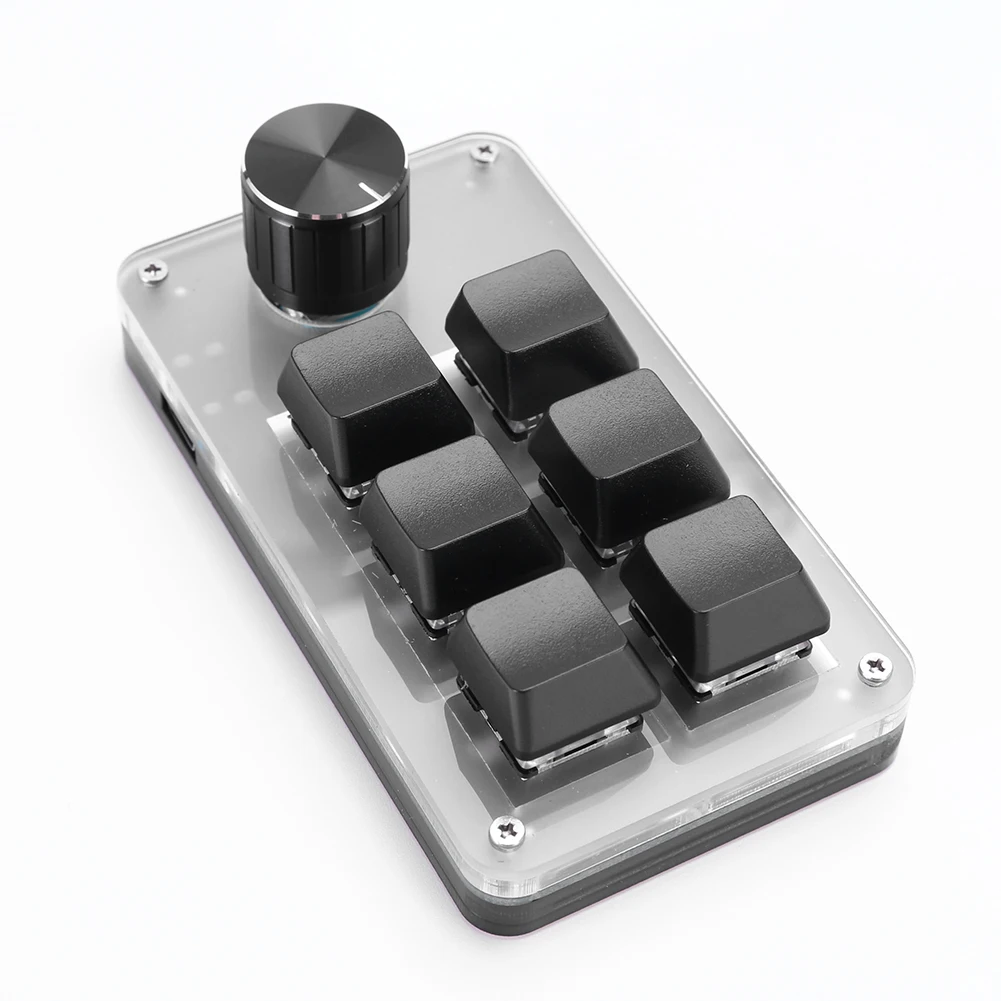 6 Key 1 Knob Copy Paste Mini Button Bluetooth-Compatible/Wired RGB Mechanical Macropad Hotswap for Gamers/Designers/Video Editor