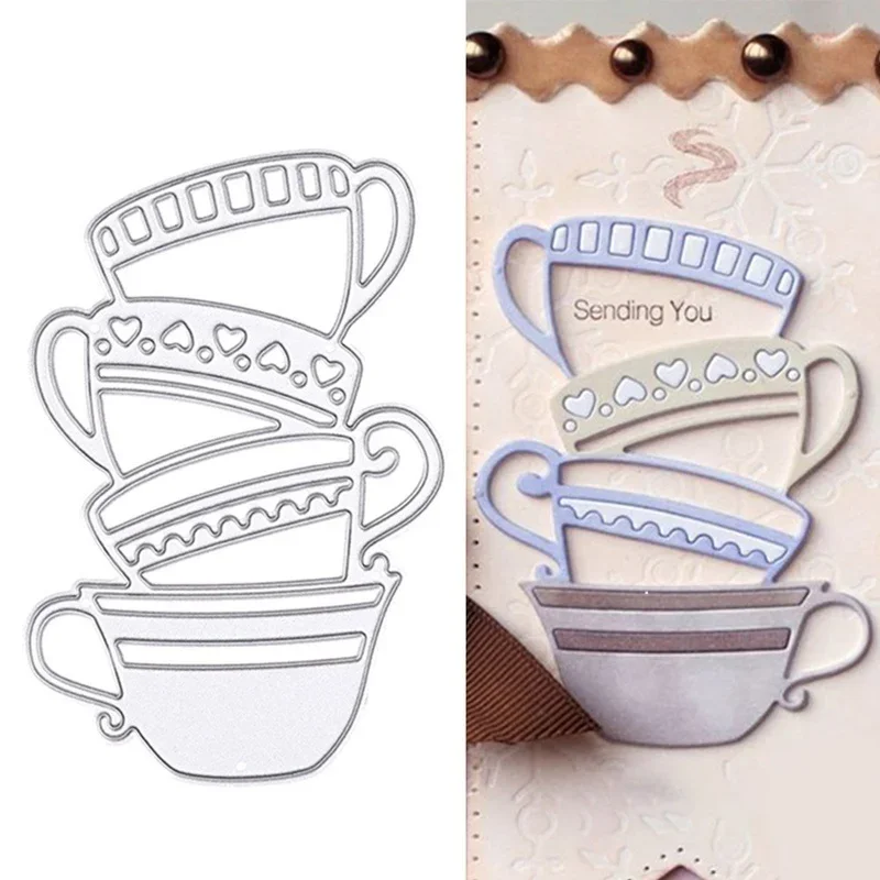 Tea Coffee Cup Metal Cutting Dies Stencils For DIY Scrapbooking Decorative Embossing Suit Paper Cards Die Template
