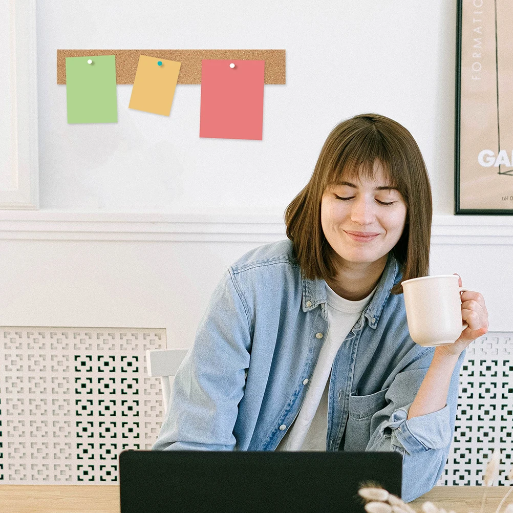 

4pcs Self-Adhesive Strips For Walls Natural Frameless Bulletin Board Strips, Thick Memo Board Strip, Office Home Message Cork