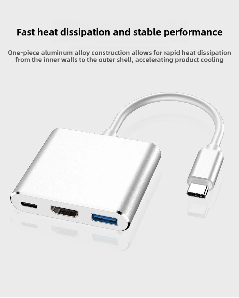 Typ-C zu HDMI 3-in-1 Adapter, USB-C Hub mit 4K HDMI, 3.0 und PD-Ladefunktion für Laptop und Smartphone – Detail 6