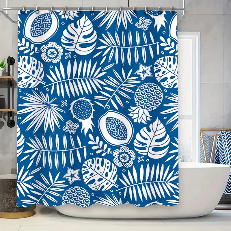 

Белый, синий лист, занавеска для душа, декоративная ткань с принтом для ванной комнаты, водостойкий коврик для ванной, брезент, чехол для душа, домашний декор, настраиваемый