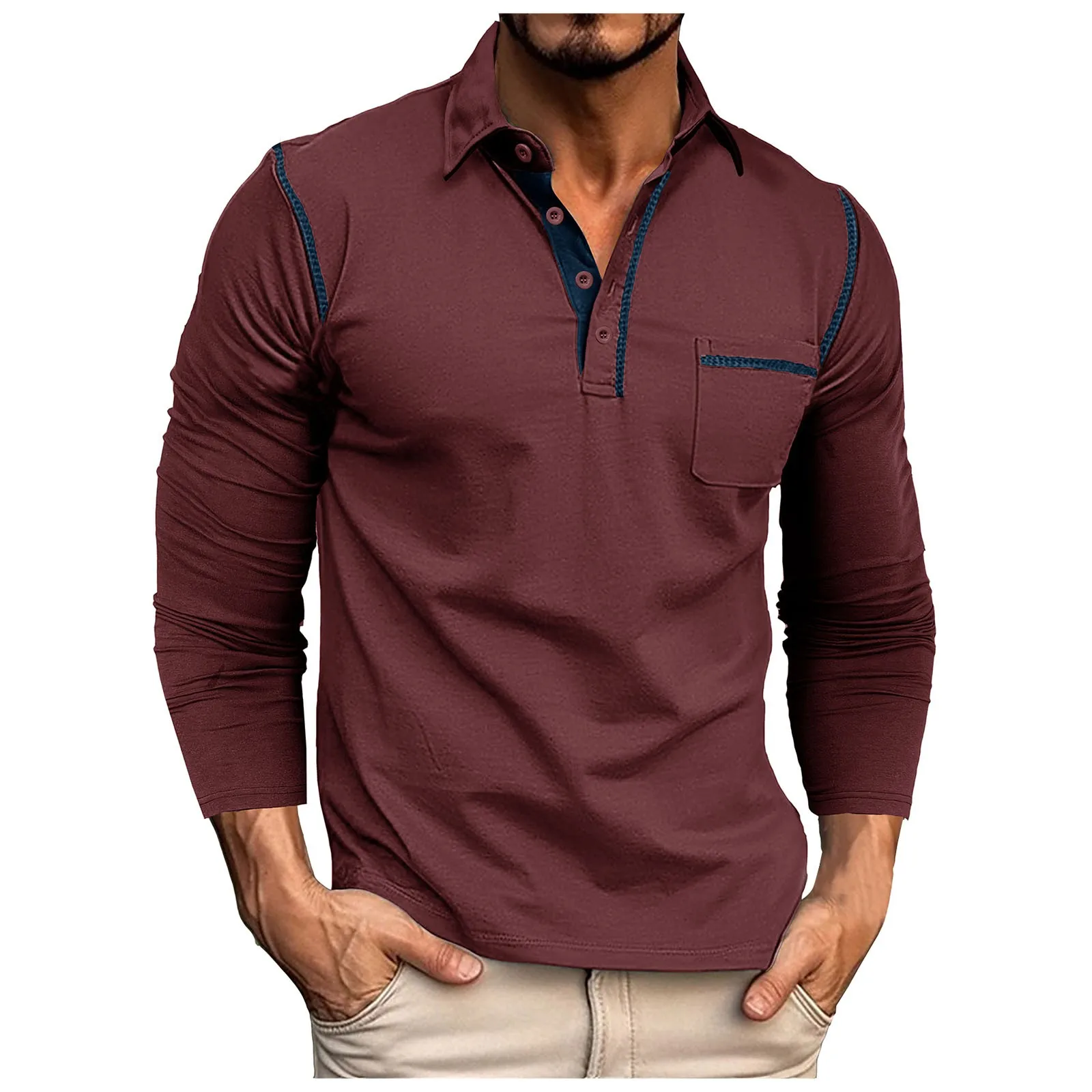 Sea5f5b8d87944b718758d6ec8030d690i Trendy Men's Splicing Long Sleeve Shirt with Pocket Casual Fashion Top