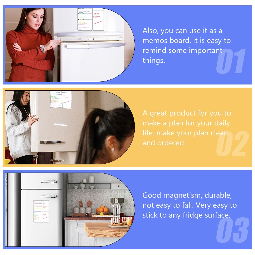 لوحة تقويم مغناطيسية للثلاجة، تخطيط واضح لإعداد الوجبات الأسبوعية وتنظيم الأسرة، سطح كتابة مقاوم للخدش