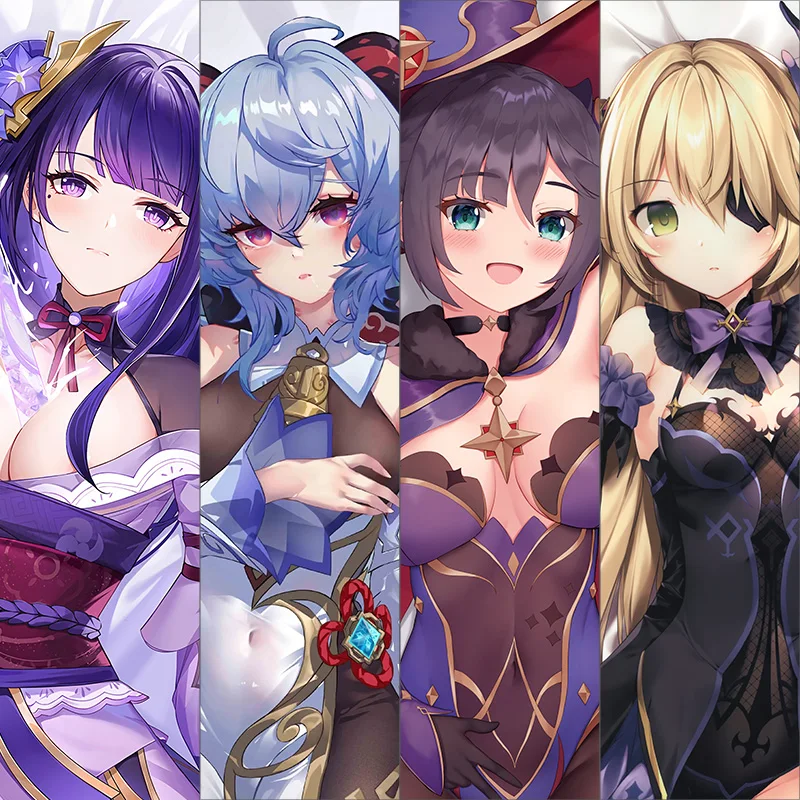 

Genshin Impact Mona Megistus Raiden Shogun Yelan Ganyu Dakimakura Print Life-size Anime Decorating Body Pillow Case