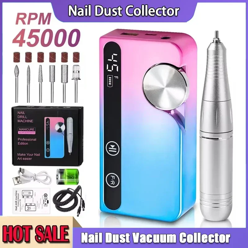 

Дрель для ногтей, 45000 об/мин, перезаряжаемая, малошумная, профессиональная полировальная машина для ногтей, подходит для инструмента для полировки гель-лака