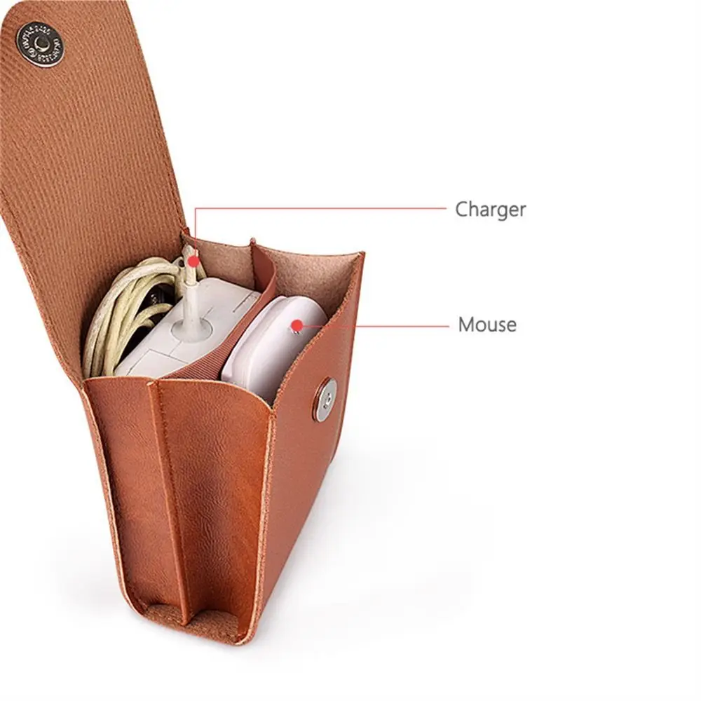 Electronic Accessories PU Leather Digital Storage Bag Portable Data Cable Bag Data Line Pack Mobile Charger