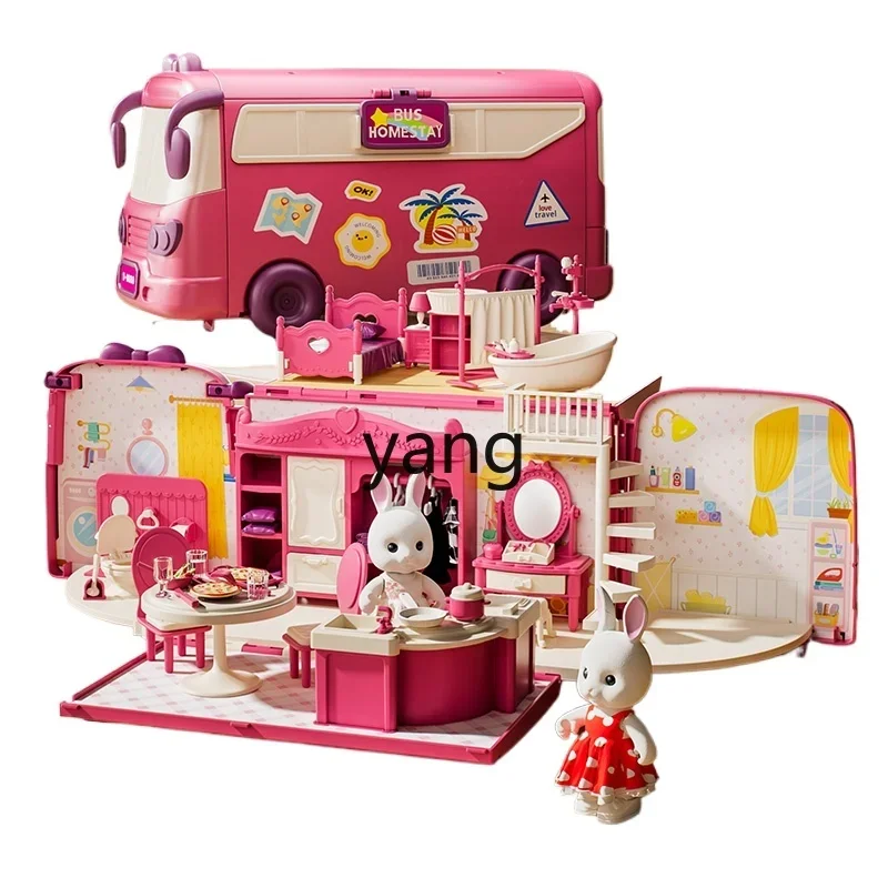 CX children's toys girl playhouse RV bus princess bunny doll