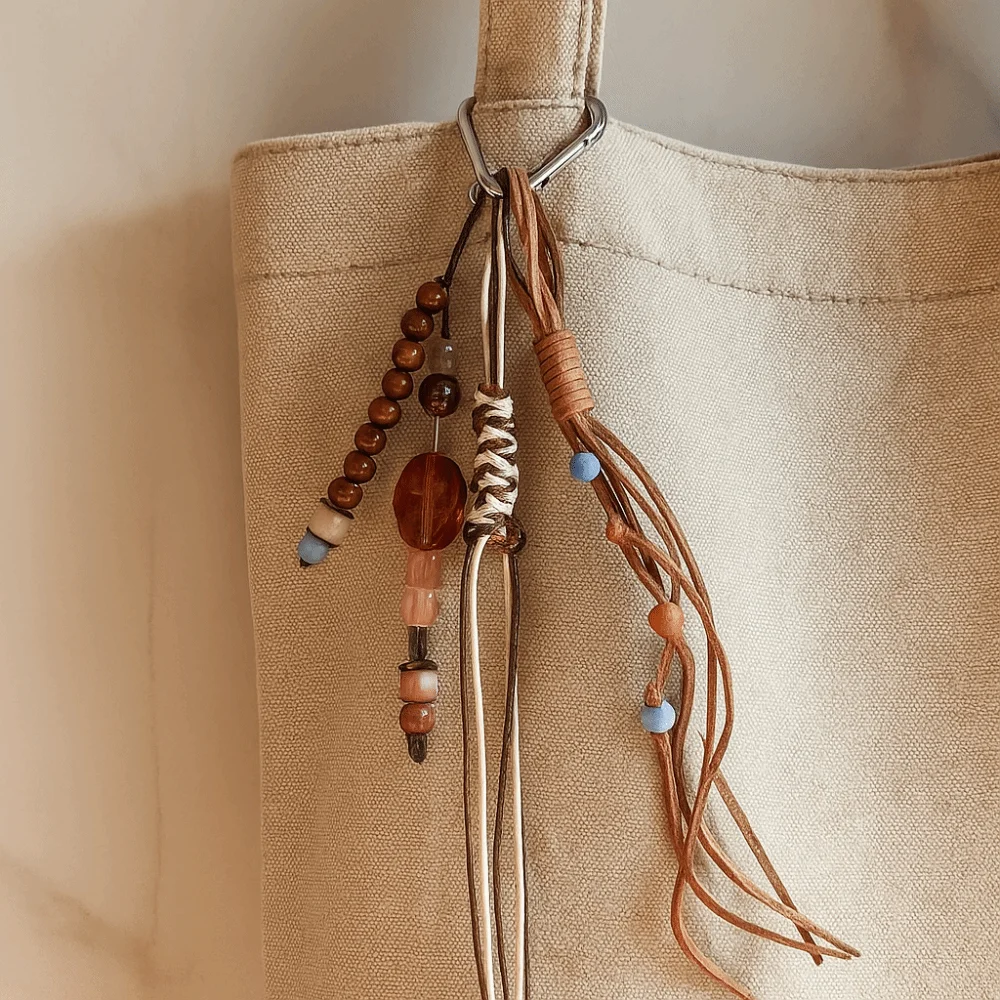 아크릴 비즈 휴대폰 스트랩 라켓 마이야르드 비즈 짜임끈 자동차 키체인 장식품 수제 브레이드 로프 키링