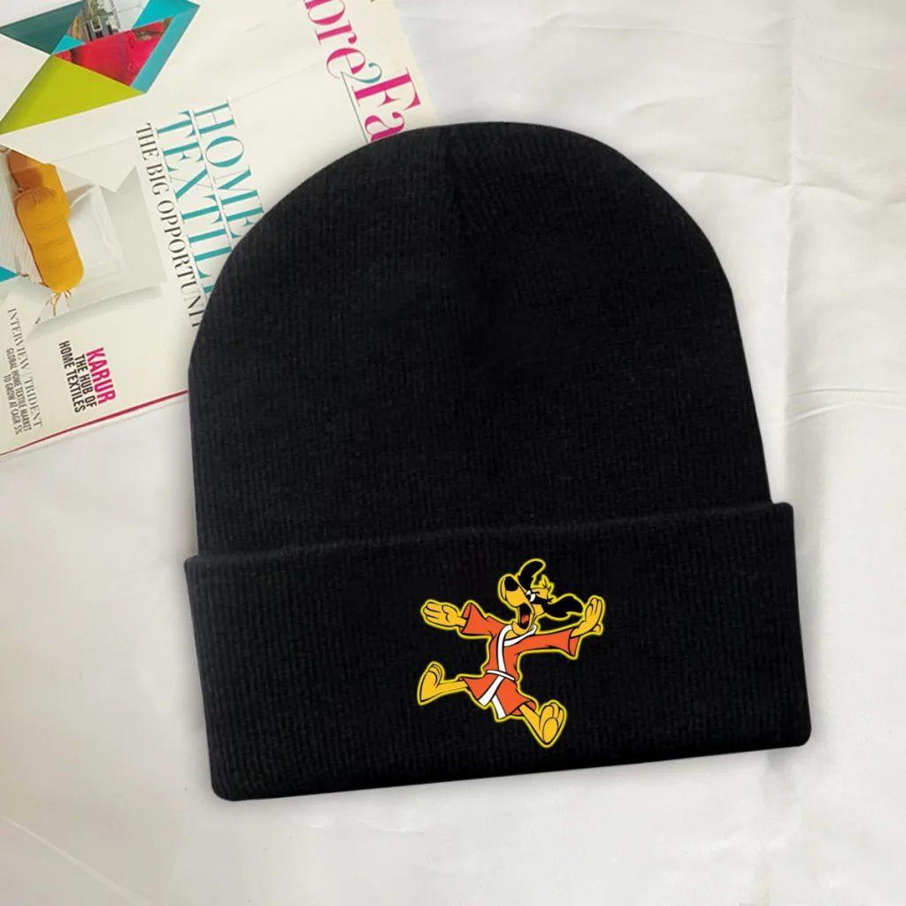 Hong Kong Phooey Spot Animated Skullies Beanies Caps Black Graphic Knitted Winter Warm Bonnet Hats Unisex Ski Cap