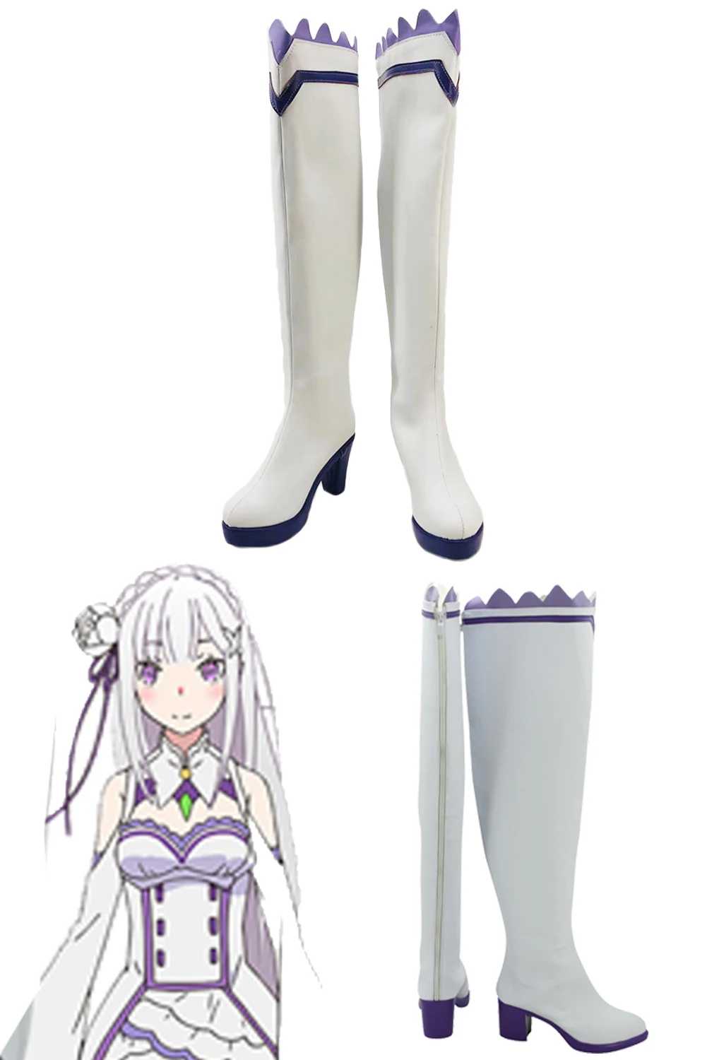 

Emilia Shoes Women Cosplay Role Play Boots Anime Re Zero Costume Accessories Adult Women Roleplay Fantasy Fancy Party Footwear