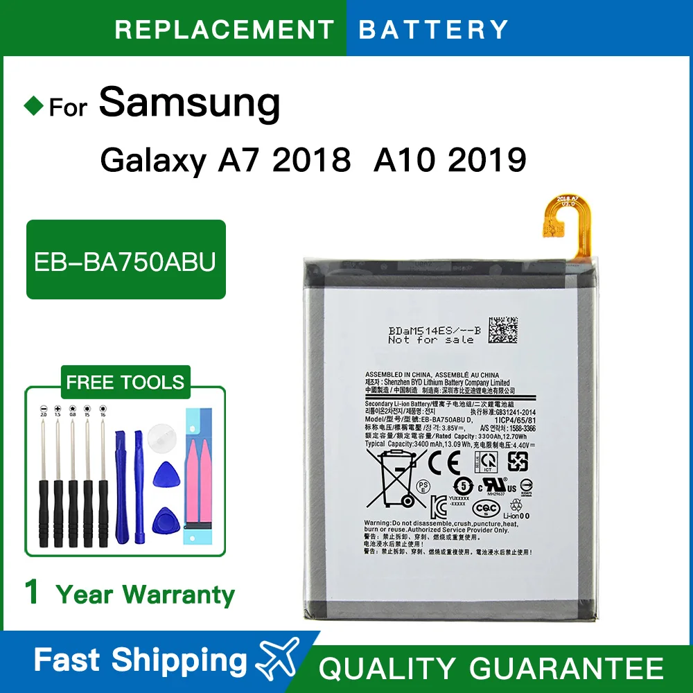 

Brand New Battery EB-BA750ABU 3400mAh For SAMSUNG Galaxy A7 2018 version A730x A750 SM-A730x A10 2019 SM-A750F Fast shipping