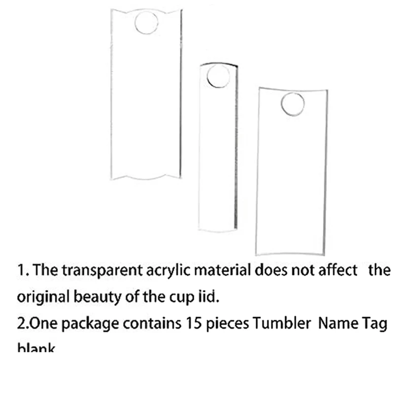 Plaque signalétique vierge en acrylique pour bouteille, couvercle de gobelet, étiquette signalétique, compatible avec Stanley, standard, 40 oz, 15 pièces