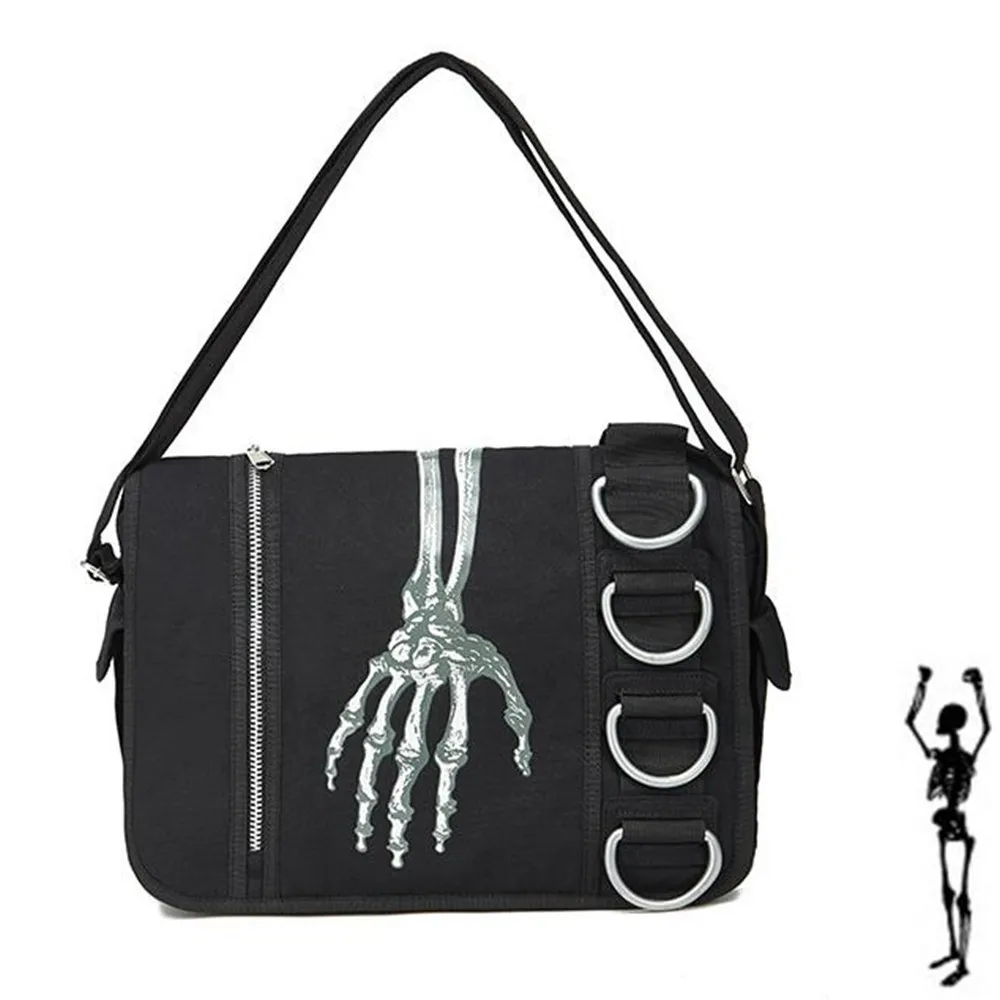 large-gothic-skeleton-hand-walking-dead-canvas-shoulder-handbag-cross-messenger-travel-school-work-bag