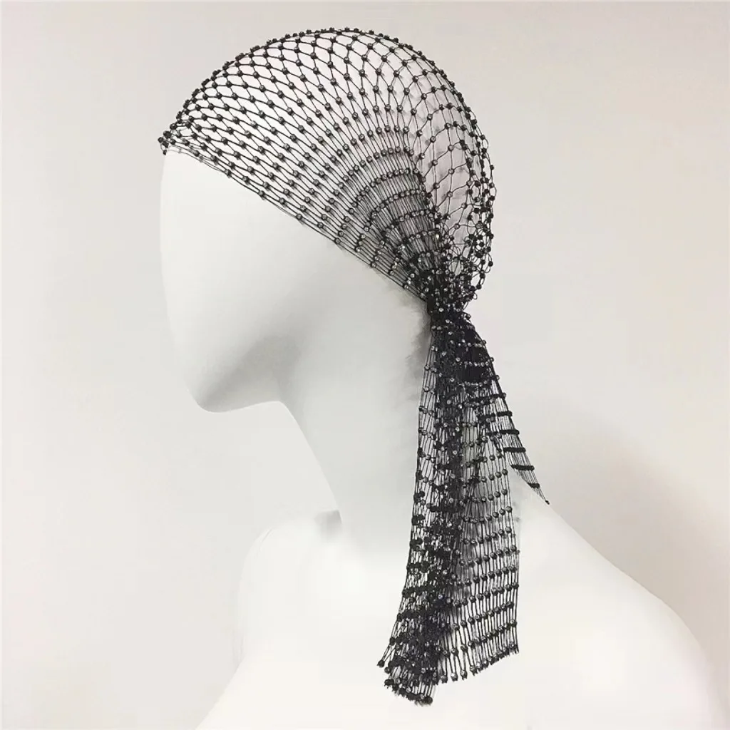 قبعة شبكية أوروبية وأمريكية جديدة، قبعة شبكة صيد مرنة، عصابة رأس مرنة من الماس الساخن، قبعة شبكة صيد مخصصة #5