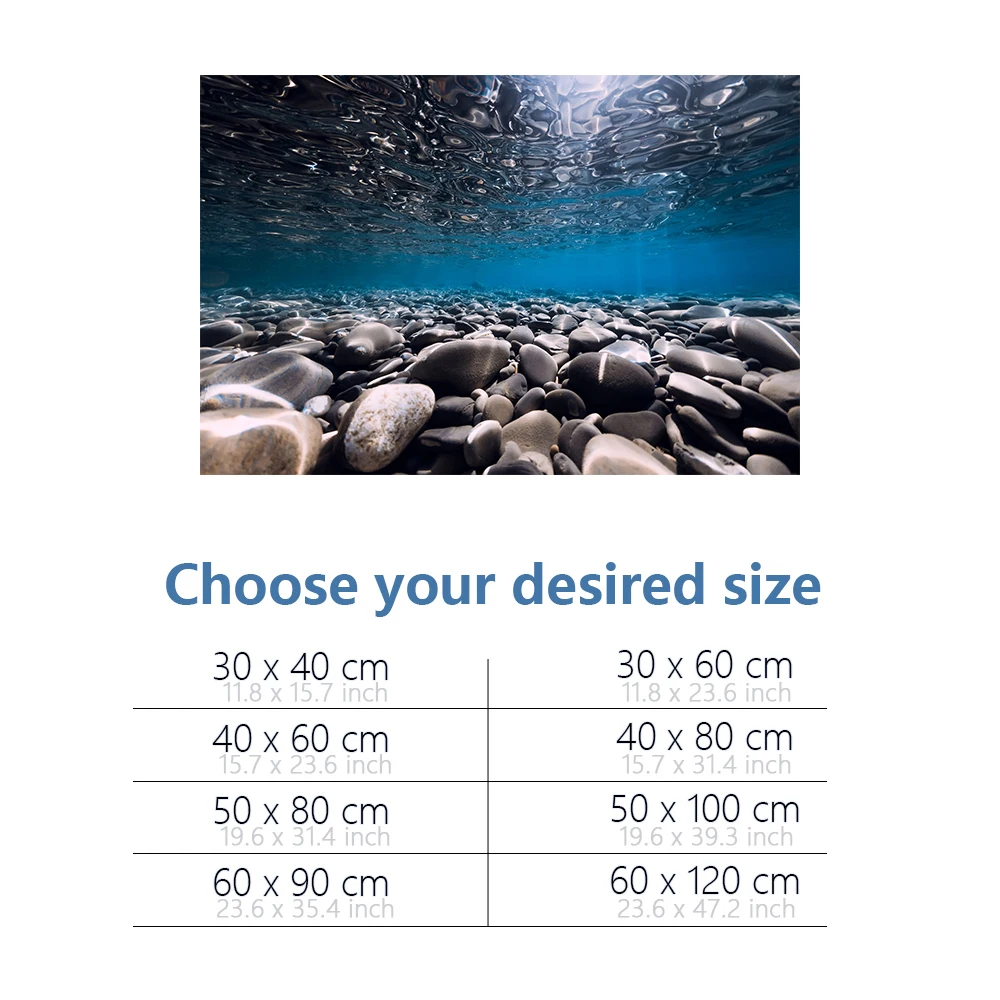 Aquarium Background Sticker, River Bottom Stone HD Printing Wallpaper Fish Tank Backdrop Decorations PVC Landscape Poster