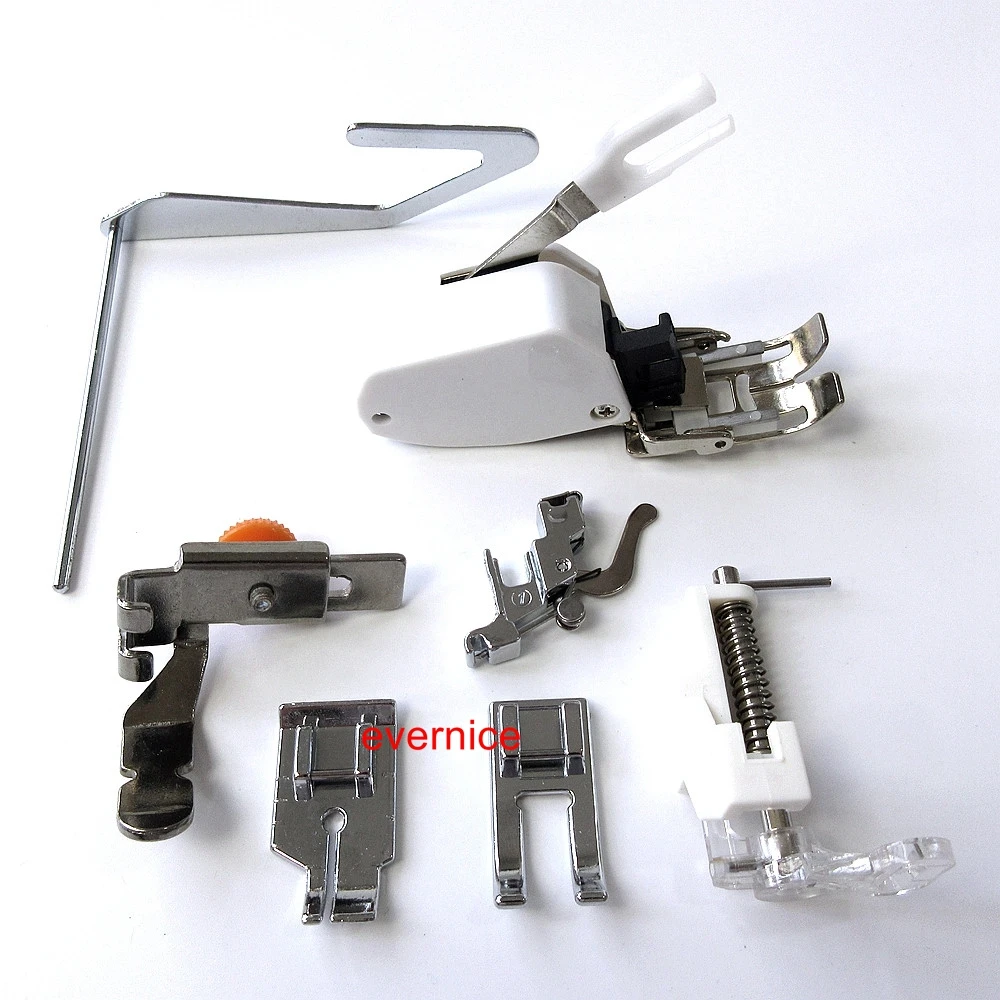 7 Presser Feet & Plastic Box For Elna 1010,2110,520 eXperience,6000,8000,Lotus+