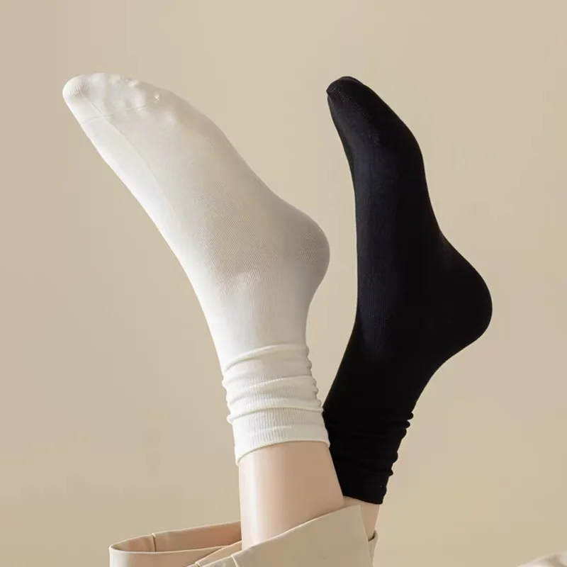 1/5/10 Pairs Women Sweet Minimalist Macaron Slouch Socks, Soft Breathable Comfy Versatile Daily Mid-Calf Casual Mid Socks