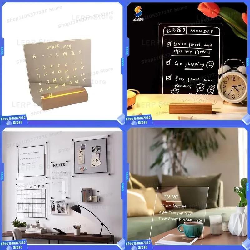 A1 Matte Acrylic Dry Wipe Board Transparent Note Glass UV Printing Rewritable Message Board High Quality Clear Surface for