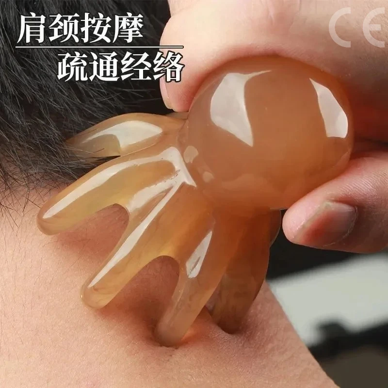 

Octopus Massage Comb Resin Head Meridian Scraping Scalp Massage Brush Acupuncture SPA Gua Sha Massage Comb for Fatigue Relief