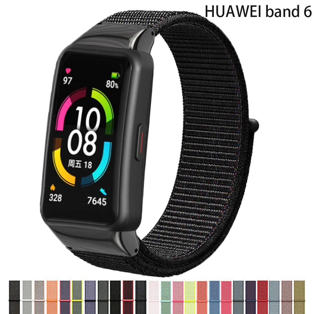 Nylon Strap for Huawei Band 6/6 Pro Smartwatch Accessories Replacement Belt Correa Breathable Sport bracelet Honor Band 6 Strap