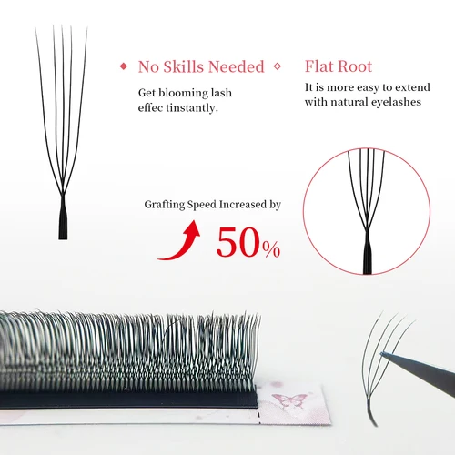 Imagen 2 del producto Extensiones de Pestañas UW 5DW, Paquetes de Pestañas en Forma de U UY 4W, Pestañas de Volumen Preformadas YY 3W, Kits de Pestañas Individuales con Efecto Spike