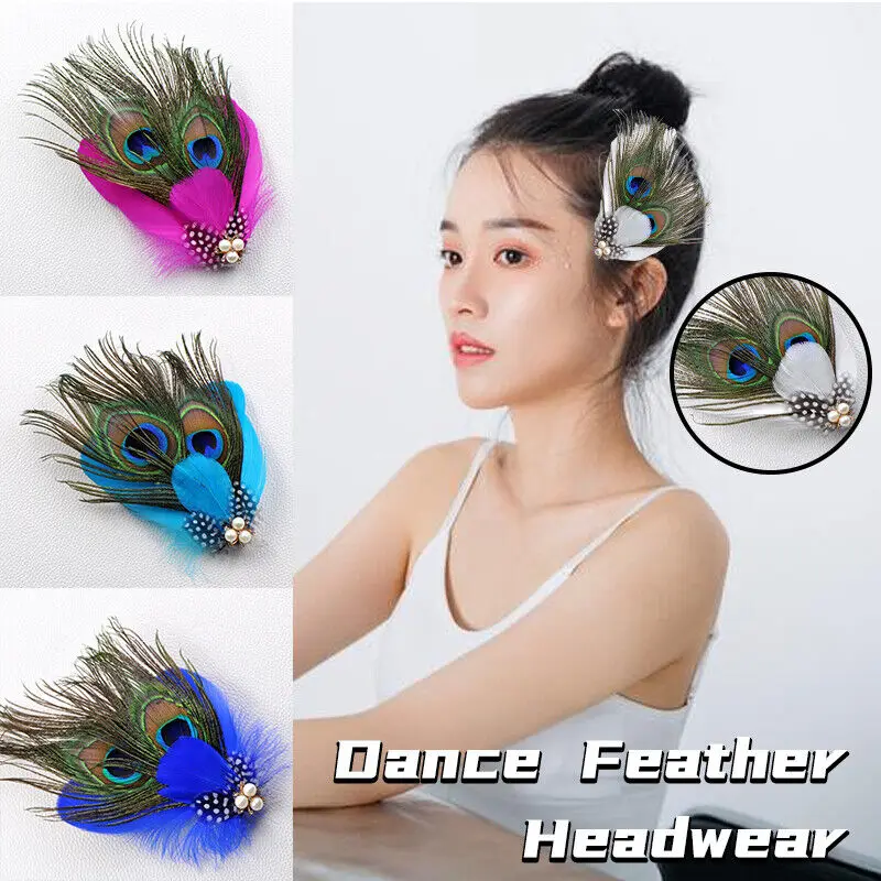 

Theme Party Fascinator Hair Clip Women Feather Fascinator Hair Pin Ethnic Style Carnivals Headwear Dai Dance Performance Props