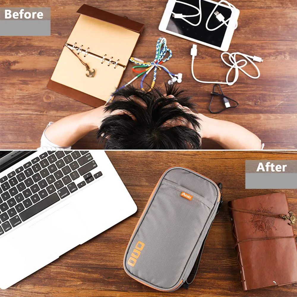 Data cable storage bag, electronic accessory storage bag, office supplies organization bag