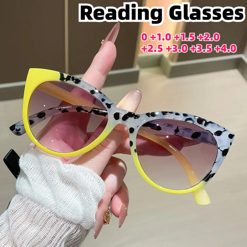 

Cat Eye Reading Glasses Anti Blue Light Presbyopia Eyeglasses for Women Men with Gradient Tinted Lenses for Daily +1.0 To +4.0