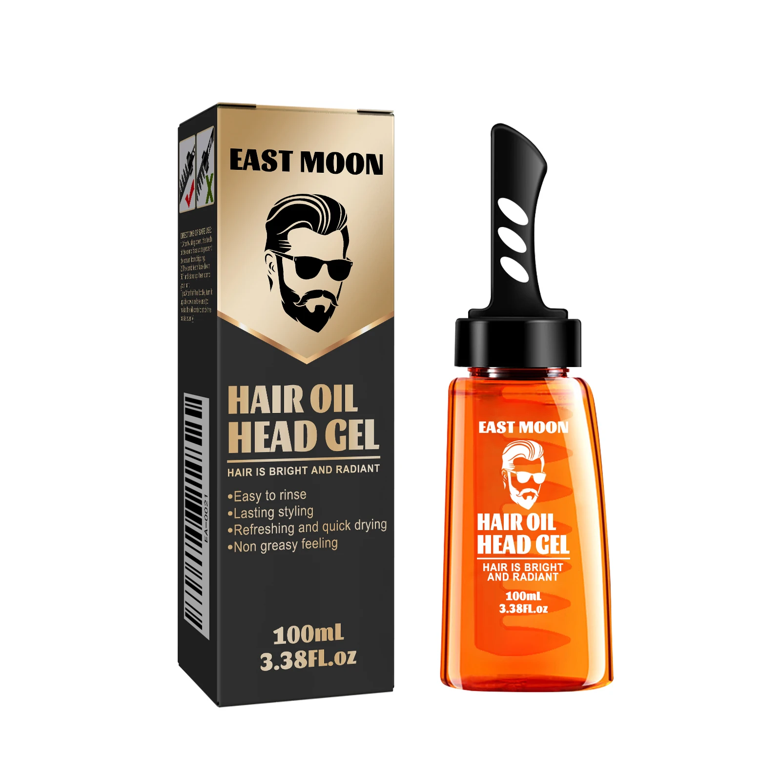 Gel coiffant pour hommes 2 en 1, avec peigne à dents larges, huile coiffante moelleuse longue durée, crème coiffante, forte tenue et brillance