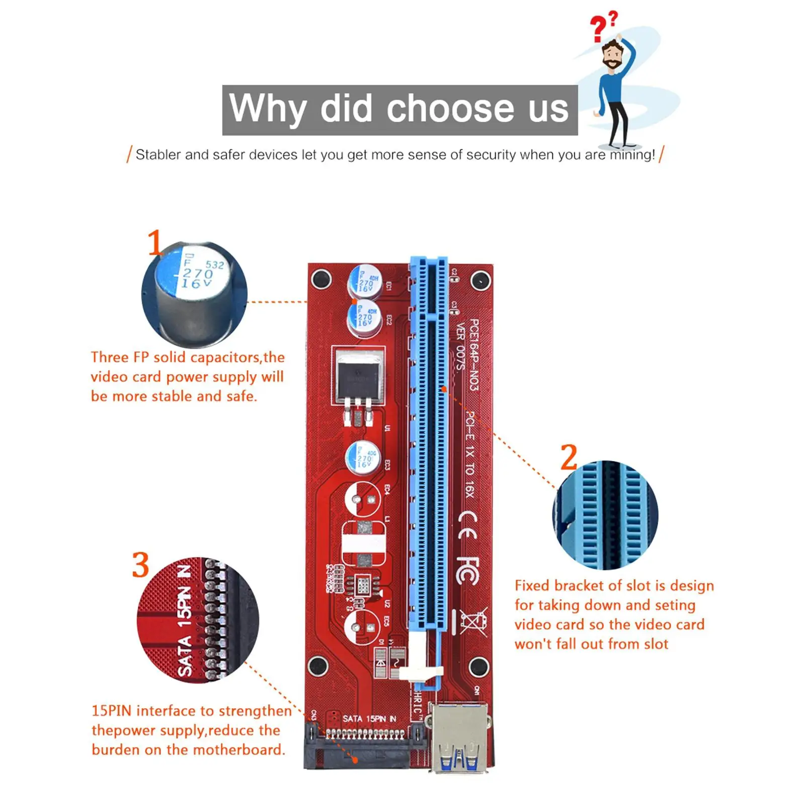 VER007 PCI- Riser Card 007S PCI адаптер для-, высококачественный прочный материал