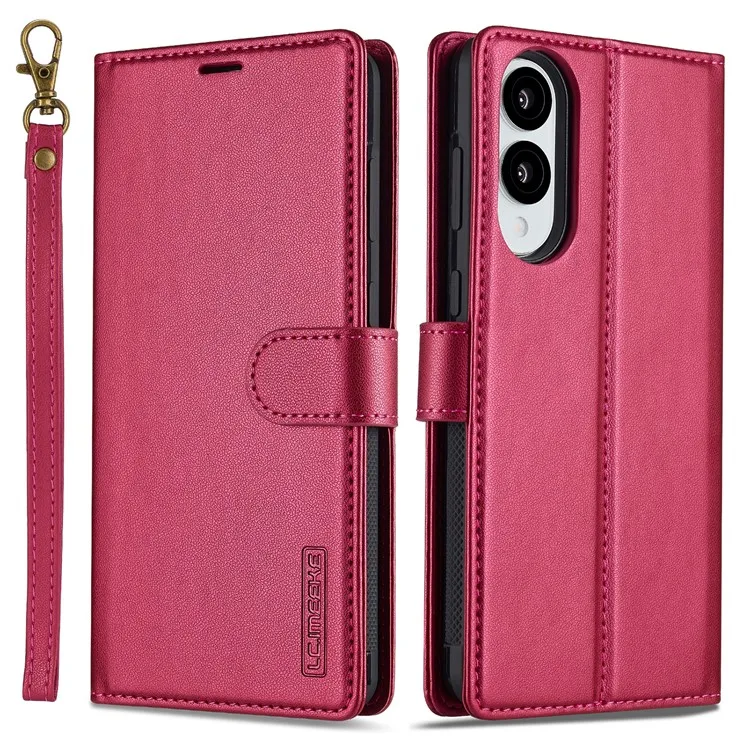 

LC.IMEEKE L2 Series for Samsung Galaxy S25 Edge Case PU Leather Wallet Detachable Magnetic Phone Cover - Red