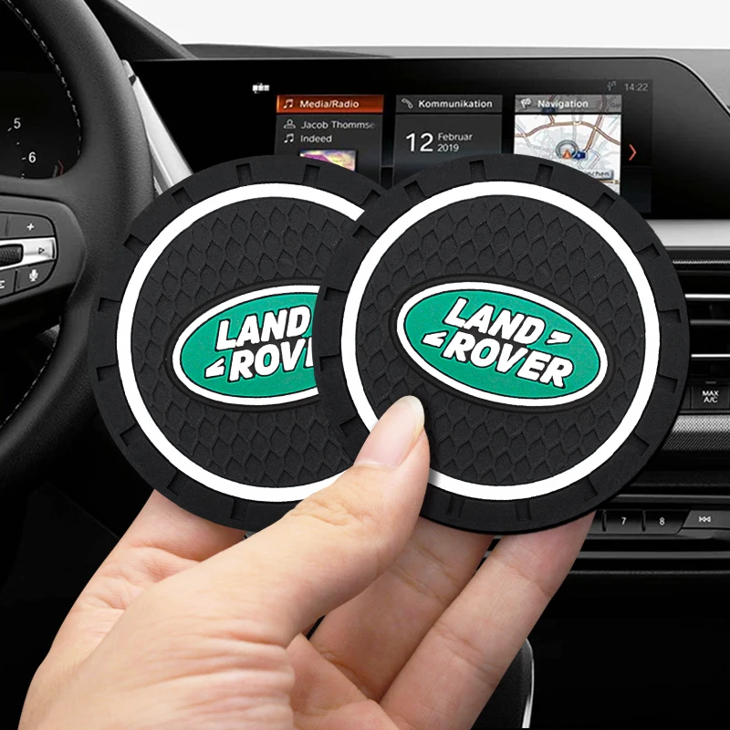 1/2PCS Car Coasters Cup Holder Mats Anti-Slip Cup Pad Accessories For Land Rover Defender Freelander Discovery Evoque Rang