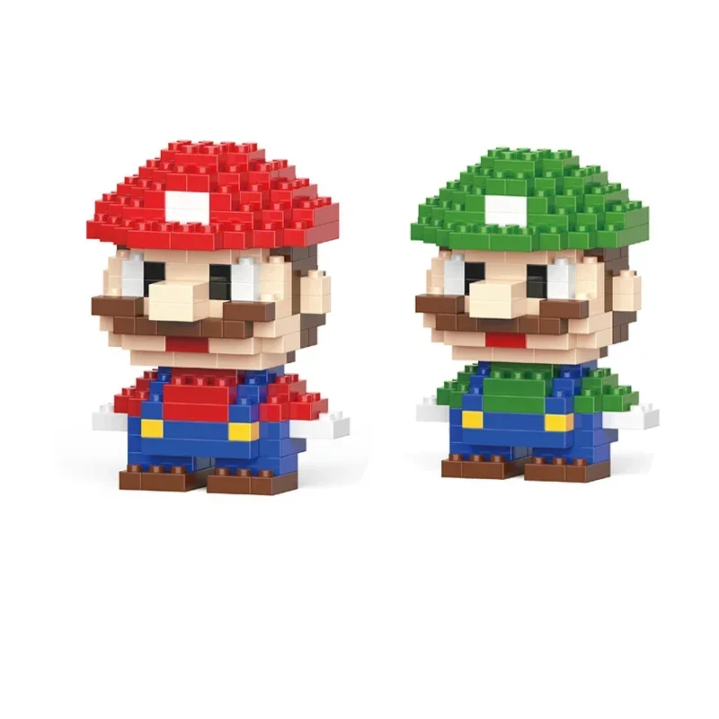 NEW Mini Super Mario Bros Building Blocks Cartoon Anime Character Luigi Assembled Model Kids Toys Birthday Gift