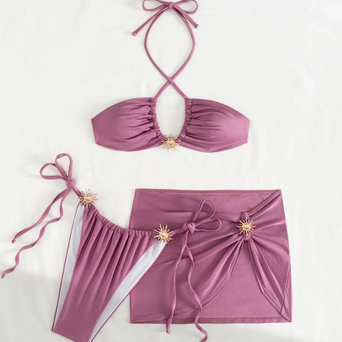 

3 Piece Micro Bikini Set with Mini Skirt Women Swimsuit 2025 Swimwear Sexy Bikini Push Up Beachwer Bathing Suit Biquini Female