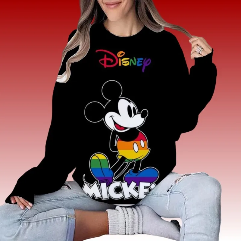 

MOTO-Mickey Mouse printed women's sportswear 3D printed casual round neck top