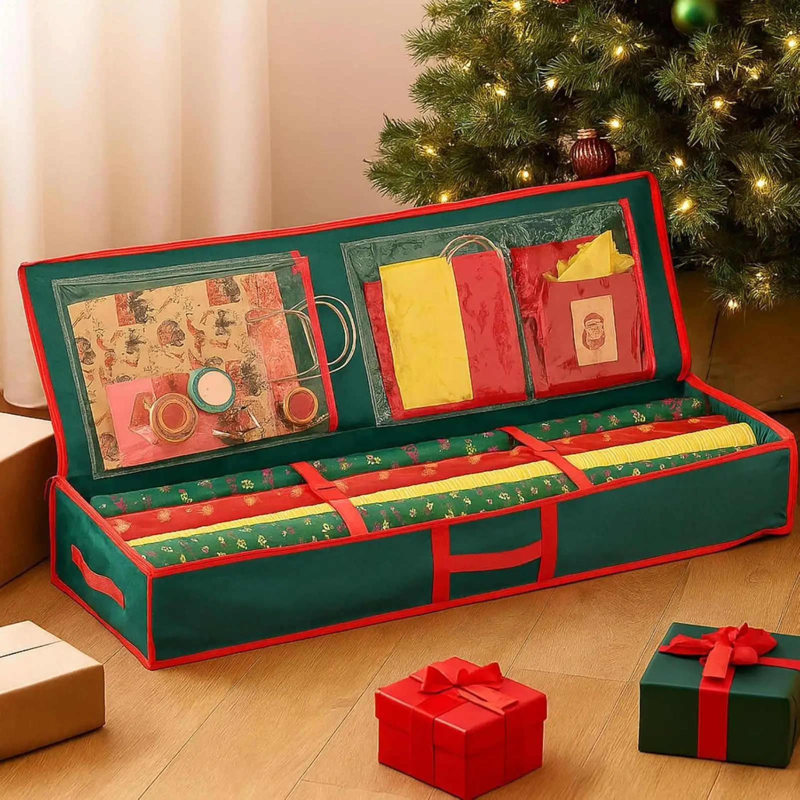 

Сумка для хранения рождественских подарков из ткани Оксфорд, водонепроницаемая пылезащитная упаковочная бумага на молнии с утолщенными ручками