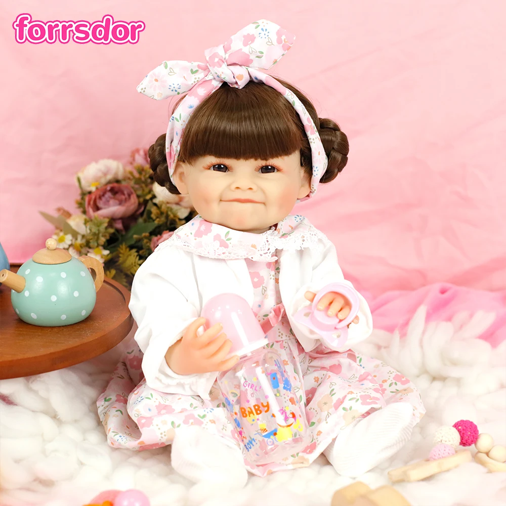 

Куклы Reborn Forrsdor, популярные, 48 см, из силиконового винила, милые улыбающиеся куклы-принцессы Рая для девочек, подарки на день рождения