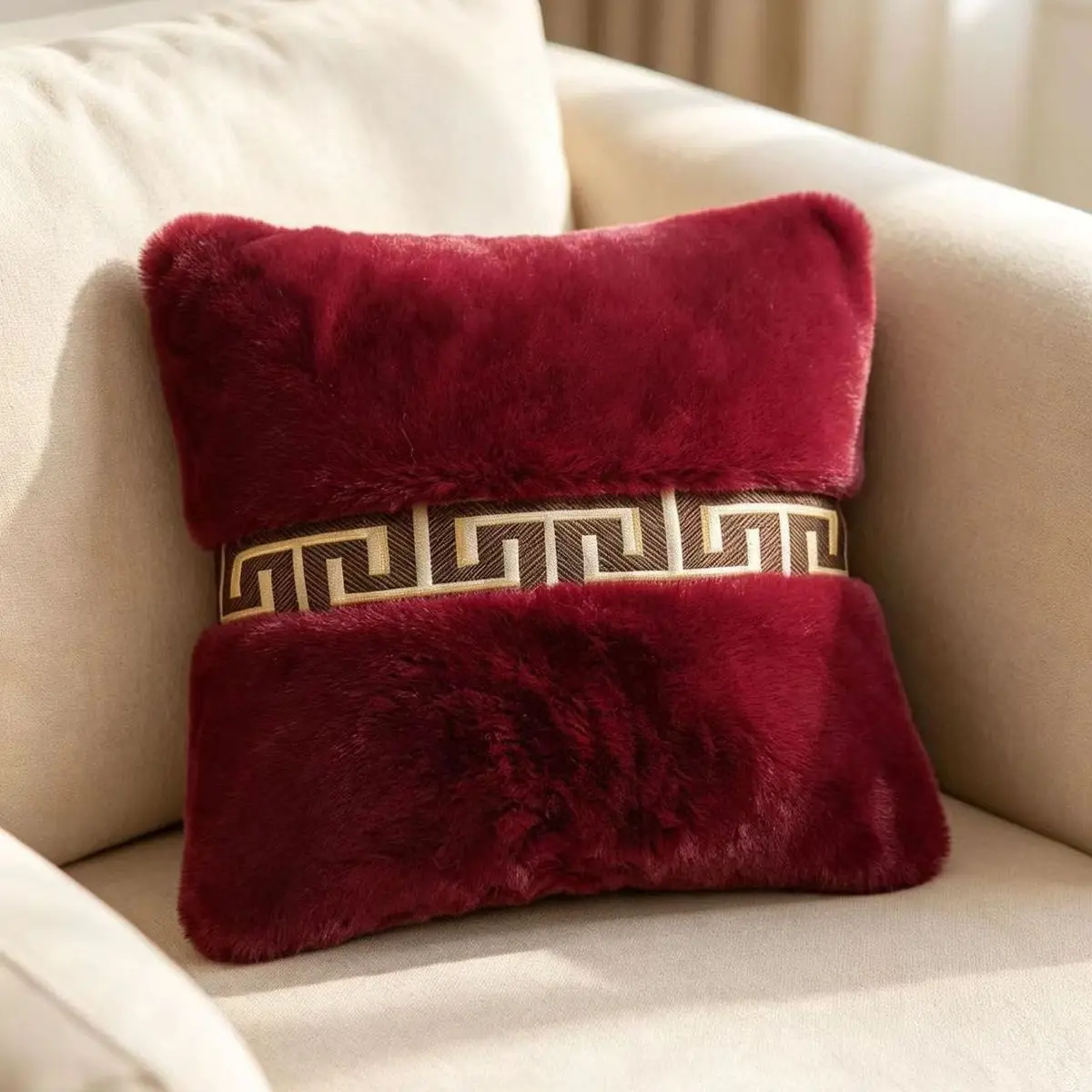 Soft French Light Luxury Lumbar Support Pillow for Home Office Sofa Bedroom Removable Cover Gift Decor