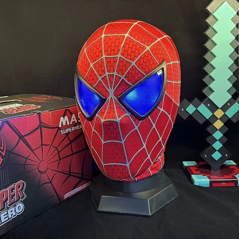 Superhero Spider-Man Helmet First Generation Toby Maguire Blink Glow Remote Control Role-Playing Mask Adult Collection Toys