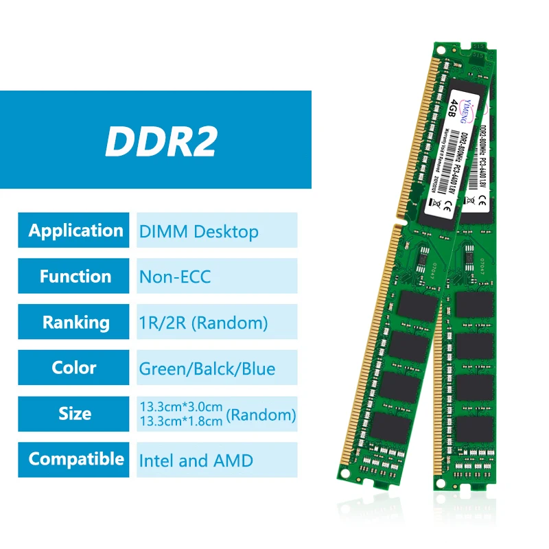 Wholesale DDR2 2GB 4GB Desktop Memories Ram DIMM PC2 667 800Mhz 1.8V 240Pin Computer 6400 5300 CL6 Non-ECC Unbuffered Memory Ram