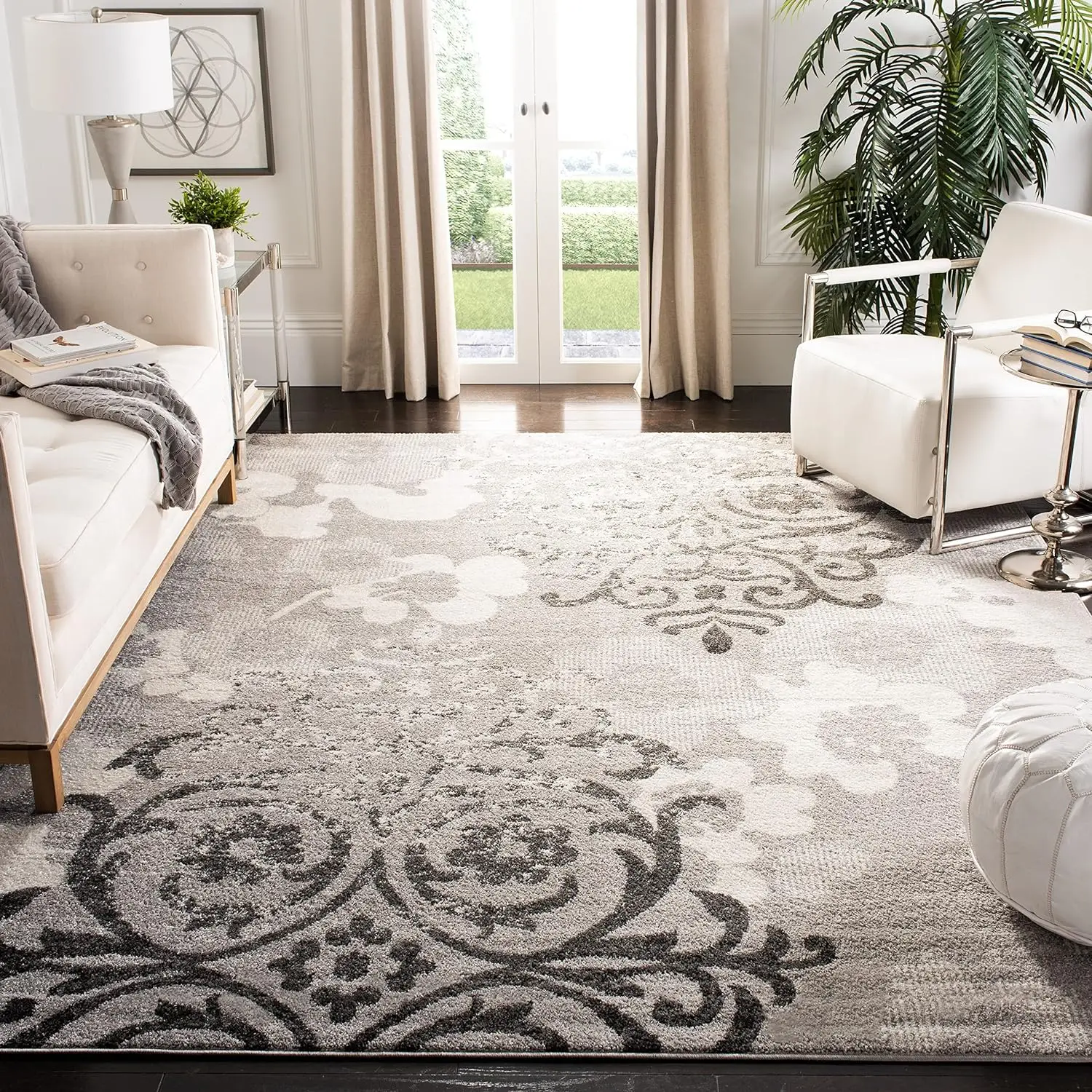 

Area Rug - 8' x 10',Floral Glam Damask Distressed Design, Non-Shedding & Easy Care, Ideal for High Traffic Areas in Living Room