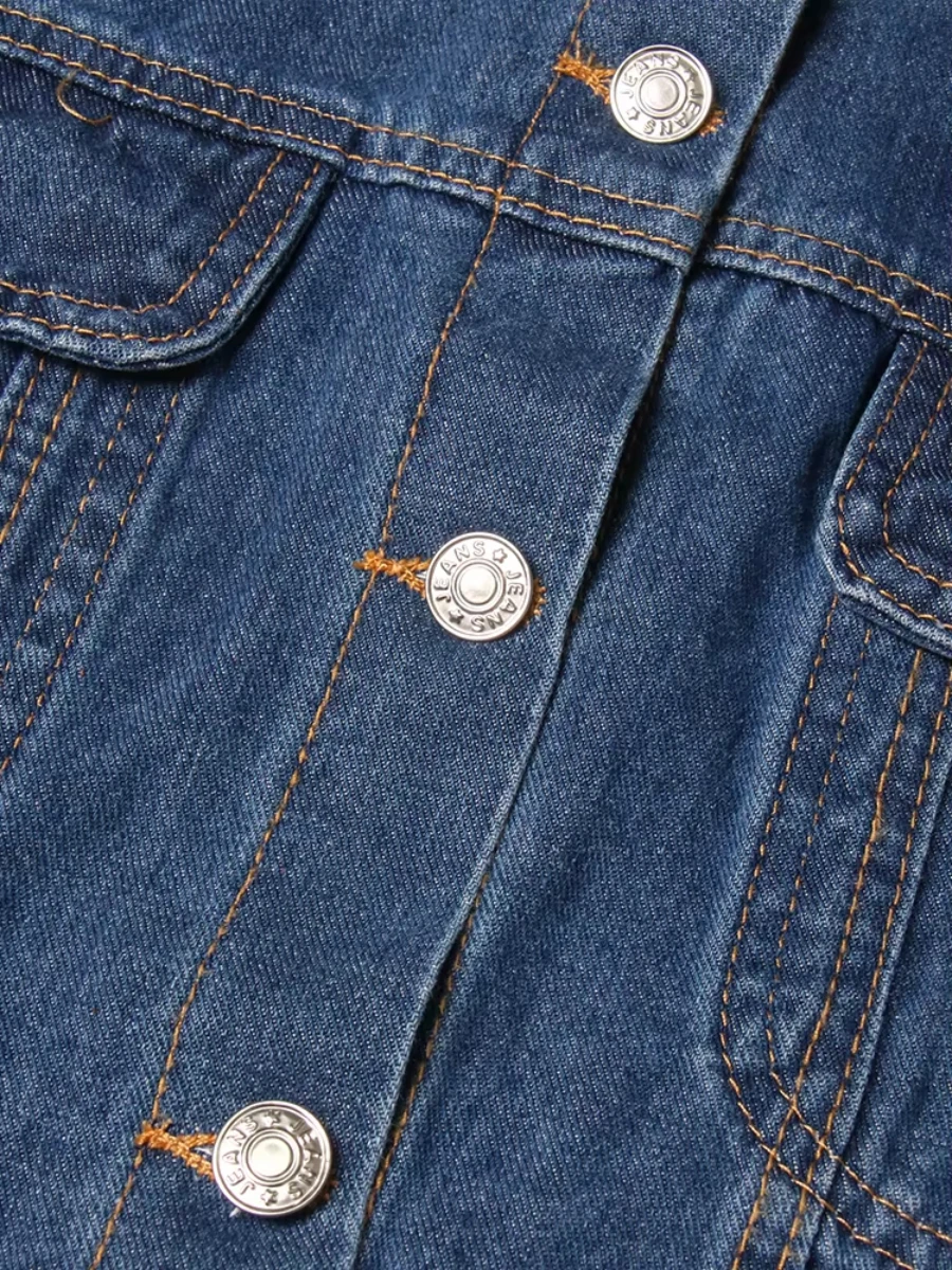 CHICEVER-Veste en jean à carreaux pour femme, blouson à manches longues, avec revers, style décontracté, à la mode