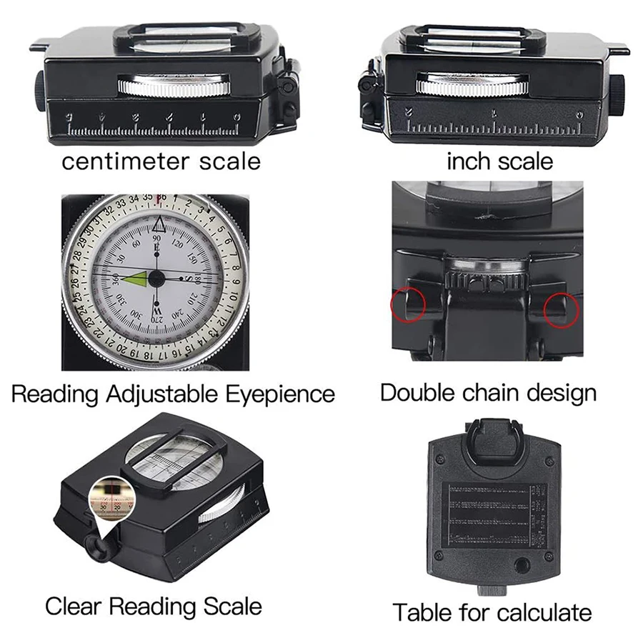 Kompas turystyczny - wodoodporny wojskowy taktyczny kompas przetrwania z wiszącą liną i torbą do badania map nawigacji do czytania