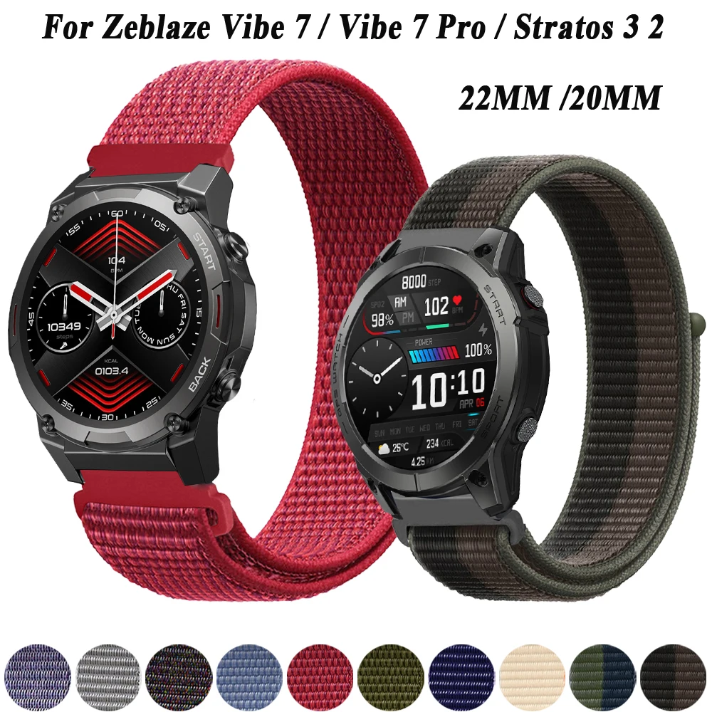 Strap For Zeblaze Vibe 7 Pro/Zeblaze Stratos 2 3 Watch Band Bracelet 22/20mm Nylon Wristband For Zeblaze GTR GTS 2 Accessories