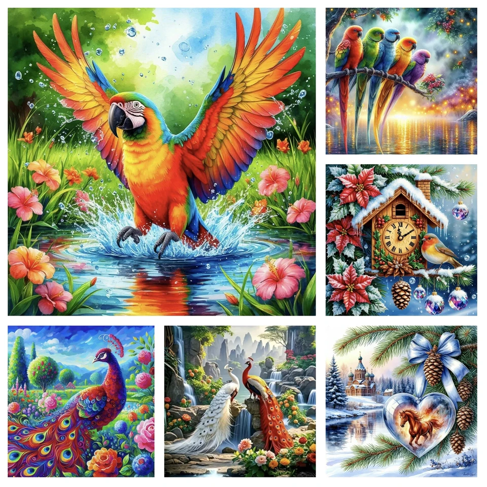 

5D Diamond Painting 2026 Animal Bird Peacock Mosaic Cross Embroidery Full Diamond Art Embroidery Living Room Decoration