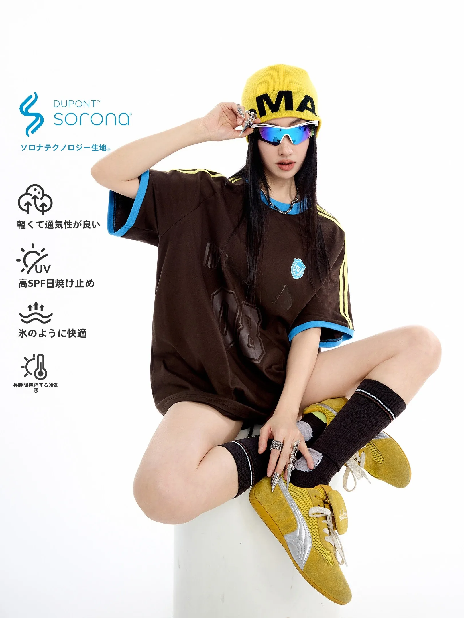 

Спортивная футболка Ich Mode Sorona Color Block для женщин, летняя, в теннисном стиле, с принтом Hot Girl, с коротким рукавом, из хлопка и полиэстера.