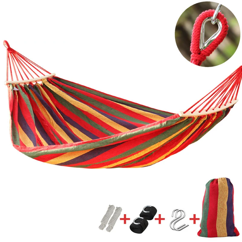 Double Canvas Hammock 150kg Portable Travel Camping Hanging Swing Lazy Chairpromote sales