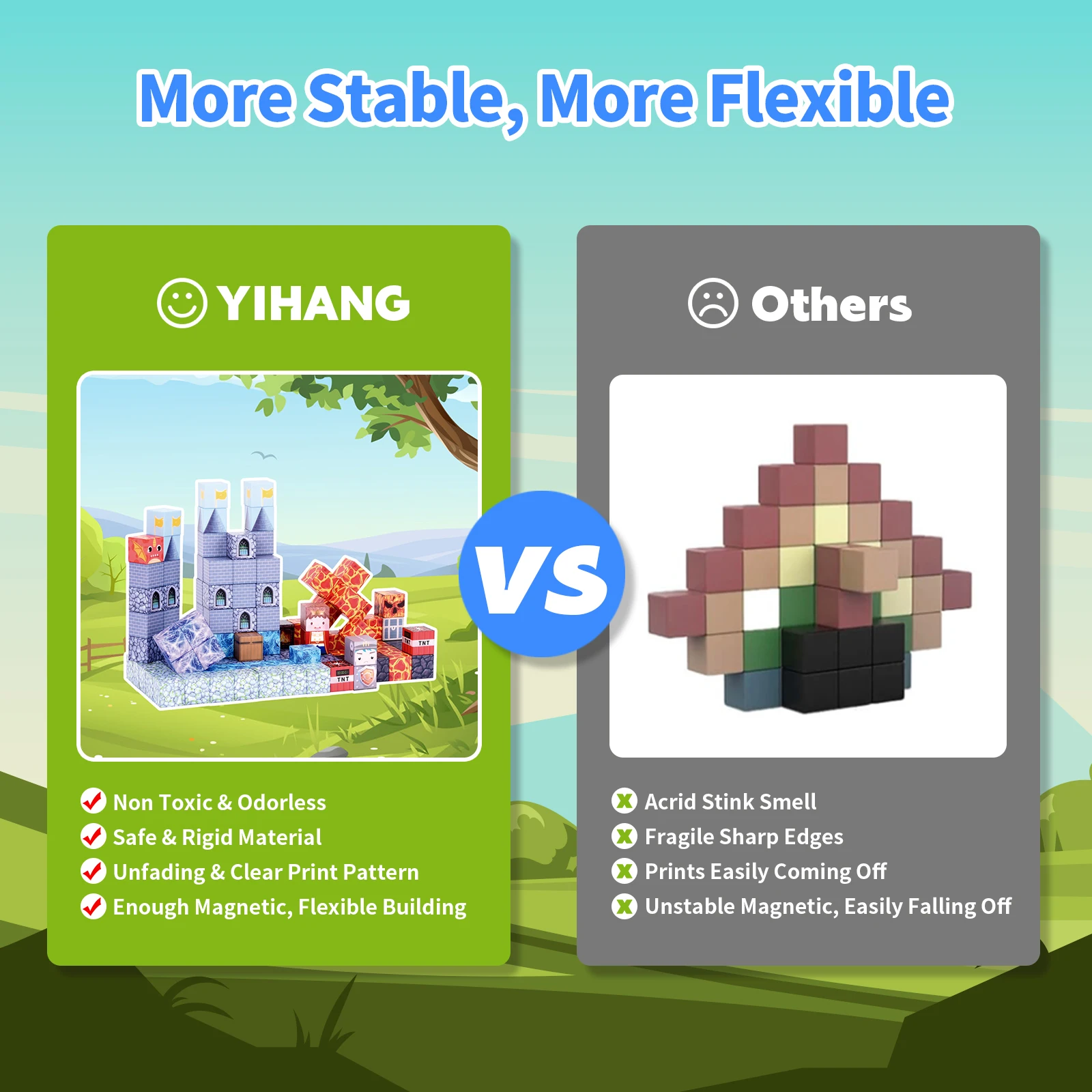 128 قطعة من مكعبات البناء المغناطيسية، أطلق العنان رحلة البناء الإبداعي، الألعاب الحسية الجذعية، هدايا عيد الفصح للأطفال الصغار