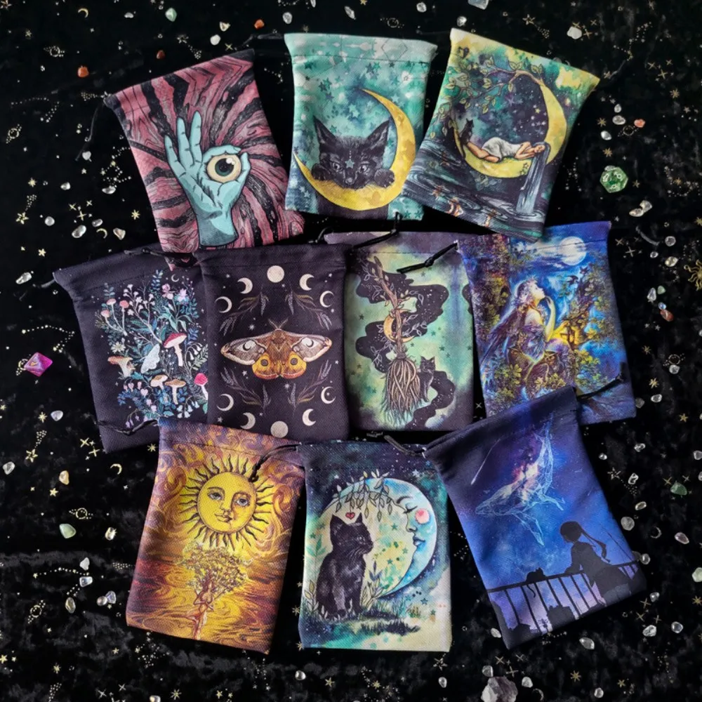 10-teilige Tarot-Karten-Aufbewahrungstasche, Geschenktüte mit Kordelzug, Würfel- und Schmucktasche, Geschenk für Enthusiasten