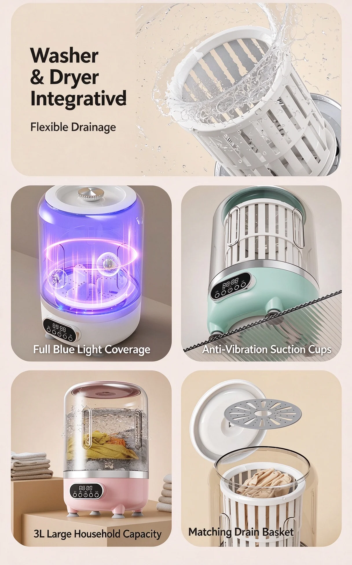 Mini Turbine Washing Machine, Underwear Washing Cup, All-In-One Small Rechargeable Portable Washing Machine for Washing Socks and Underwear